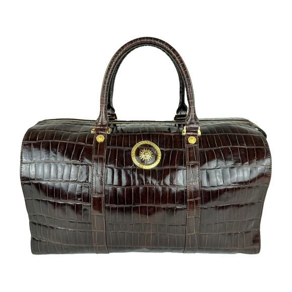 Versace Vintage Croc-Embossed Duffle Bag - Picture 1 of 8